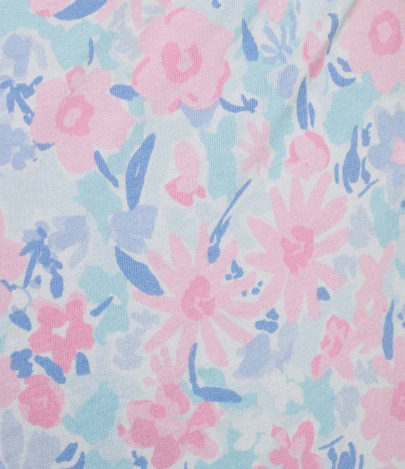 Sleep Sense Knit Soft Flowers Print Drawstring Tie Coordinating Sleep Capri Pants