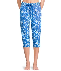 Sleep Sense Knit Turtle Print Drawstring Tie Coordinating Sleep Capri Pants