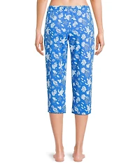 Sleep Sense Knit Turtle Print Drawstring Tie Coordinating Sleep Capri Pants