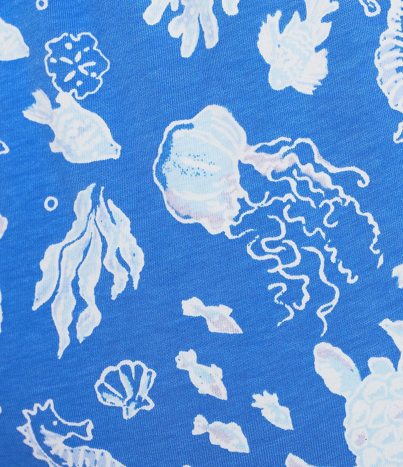 Sleep Sense Knit Turtle Print Drawstring Tie Coordinating Sleep Capri Pants