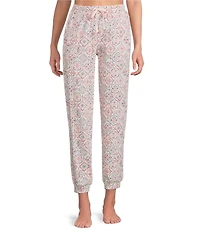 Sleep Sense Knit Vintage Tile Drawstring Tie Coordinating Sleep Joggers