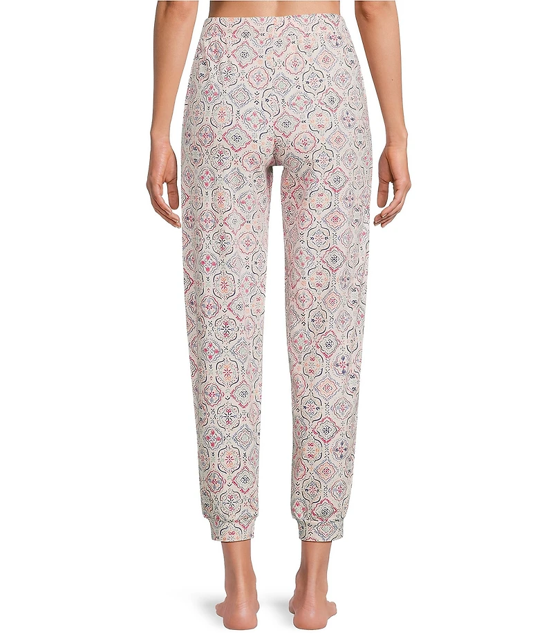 Sleep Sense Knit Vintage Tile Drawstring Tie Coordinating Sleep Joggers