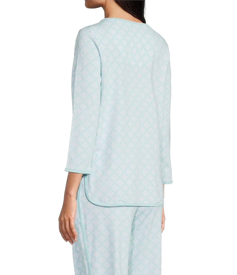 Sleep Sense Lily Geo Print Scoop Neck 3/4 Sleeve Knit Coordinating Sleep Top