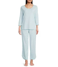 Sleep Sense Lily Print Drawstring Tie Coordinating Knit Sleep Pants