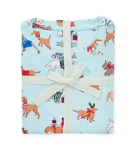 Sleep Sense Long Sleeve Crew Neck Knit Holiday Dogs Print Holiday Pajama Set