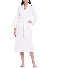 Sleep Sense Long Sleeve Shawl Collar Terry Striped Robe