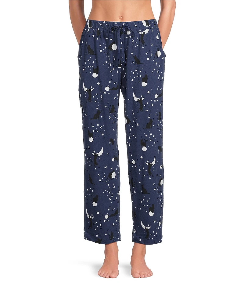 Sleep Sense Moonlit Cats Print Coordinating Knit Sleep Pants
