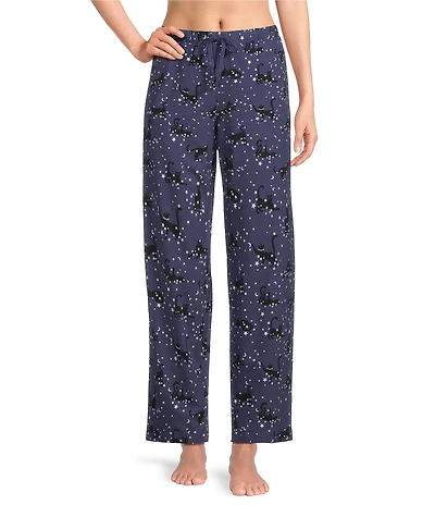 Sleep Sense Moonlit Cats Print Coordinating Knit Sleep Pants