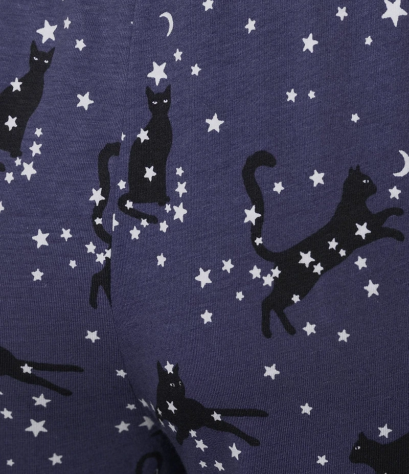 Sleep Sense Moonlit Cats Print Coordinating Knit Sleep Pants