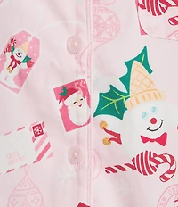 Sleep Sense Mr. Bingle Print Woven Twill Long Sleeve Notch Collar Button-Front Coordinating Sleep Shirt
