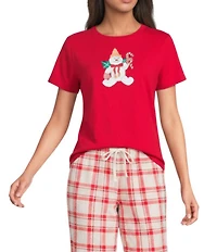 Sleep Sense Mr. Bingle Solid Short Sleeve Knit Holiday Sleep Top