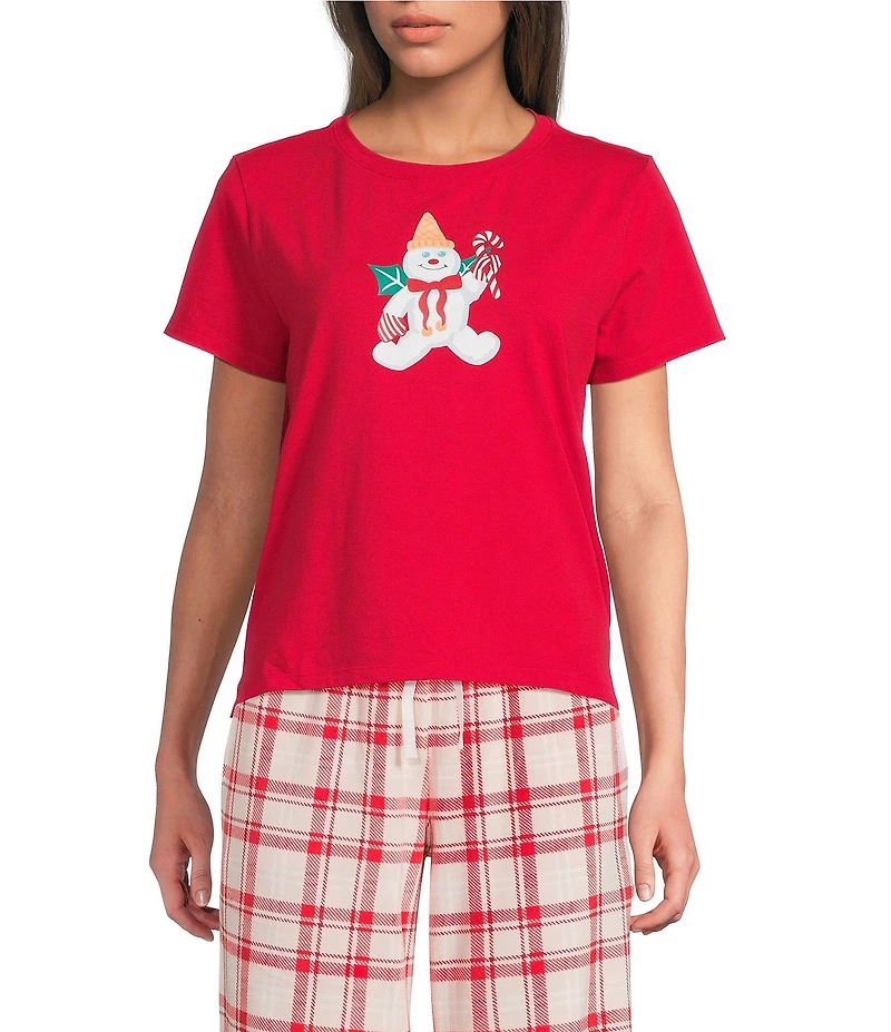 Sleep Sense Mr. Bingle Solid Short Sleeve Knit Holiday Sleep Top