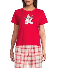 Sleep Sense Mr. Bingle Solid Short Sleeve Knit Holiday Sleep Top