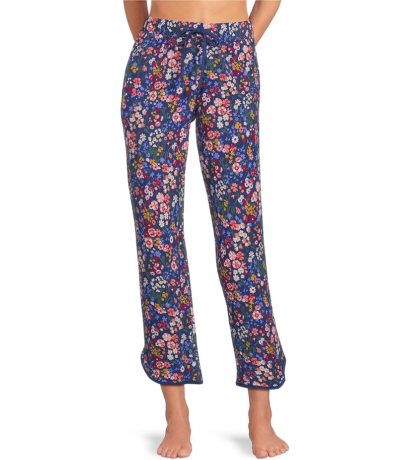 Sleep Sense Navy Garden Print Coordinating Knit Sleep Capri Pants