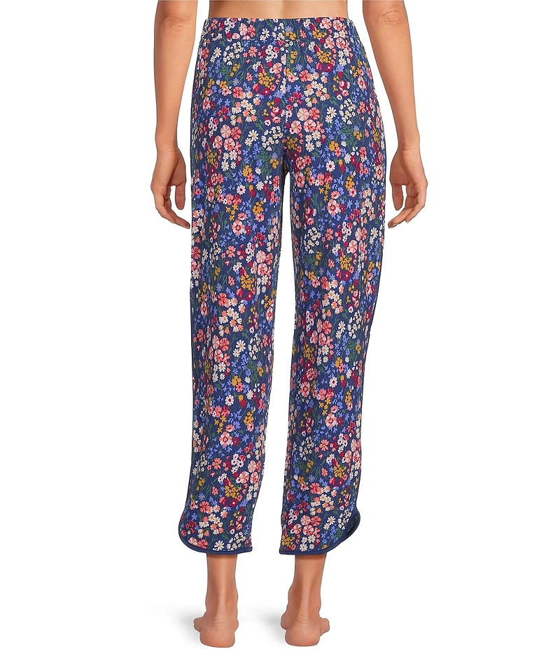 Sleep Sense Navy Garden Print Coordinating Knit Sleep Capri Pants