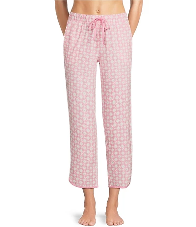 Sleep Sense Pink Geo Print Coordinating Knit Sleep Capri Pants