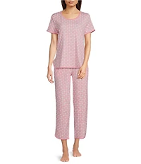 Sleep Sense Pink Geo Print Coordinating Knit Sleep Crop Pants