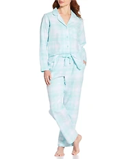 Sleep Sense Plaid Flannel Drawstring Tie Coordinating Sleep Pants