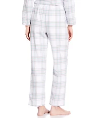 Sleep Sense Plaid Print Flannel Drawstring Tie Coordinating Sleep Pants