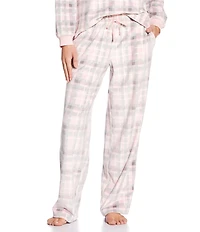 Sleep Sense Plaid Print Velour Drawstring Elastic Waist Coordinating Holiday Sleep Pants