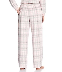 Sleep Sense Plaid Print Velour Drawstring Elastic Waist Coordinating Holiday Sleep Pants
