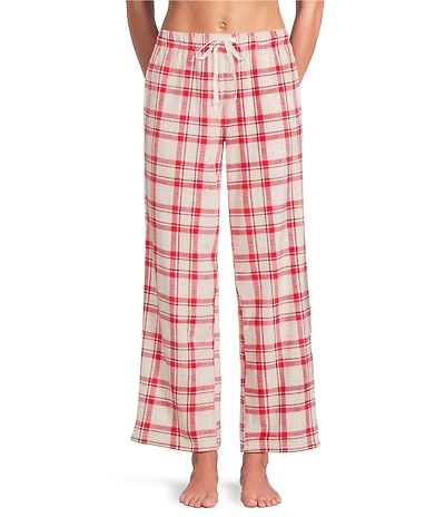 Sleep Sense Plaid Print Velour Drawstring Tie Coordinating Holiday Sleep Pants