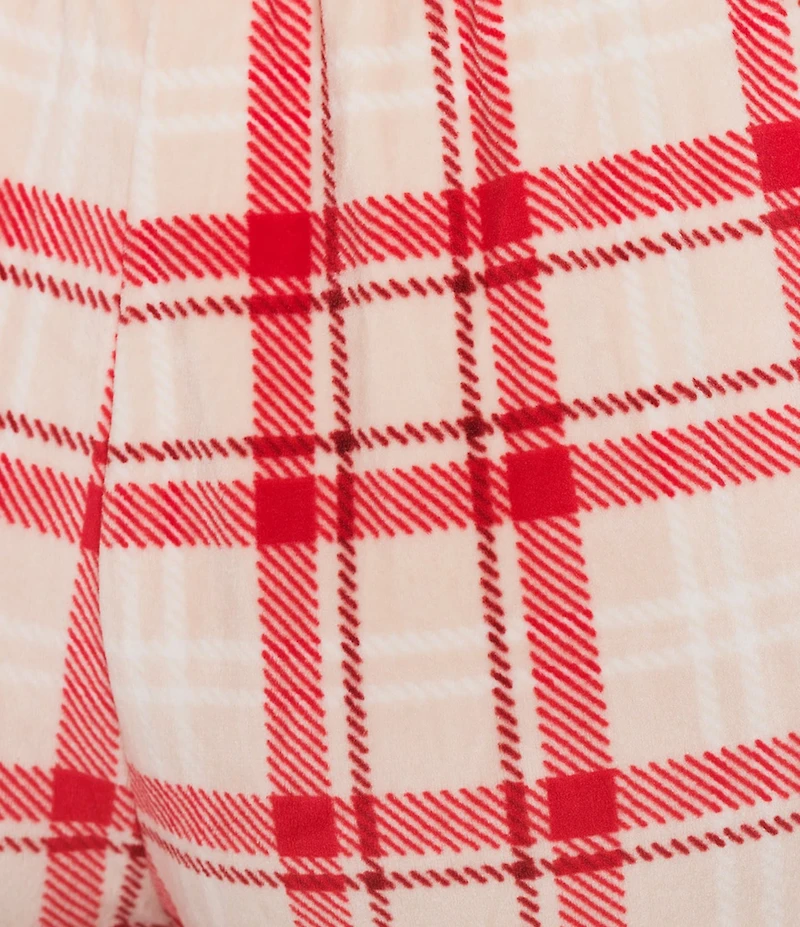 Sleep Sense Plaid Print Velour Drawstring Tie Coordinating Holiday Sleep Pants