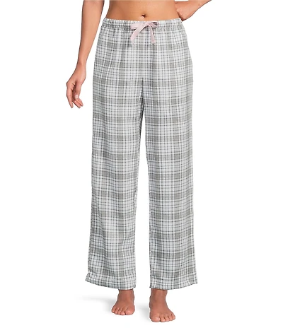 Sleep Sense Plaid Yarn Dye Cotton Portuguese Flannel Drawstring Tie Coordinating Sleep Pants