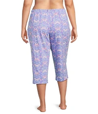 Sleep Sense Plus Size Butterfly Floral Print Knit Drawstring Tie Coordinating Sleep Pants