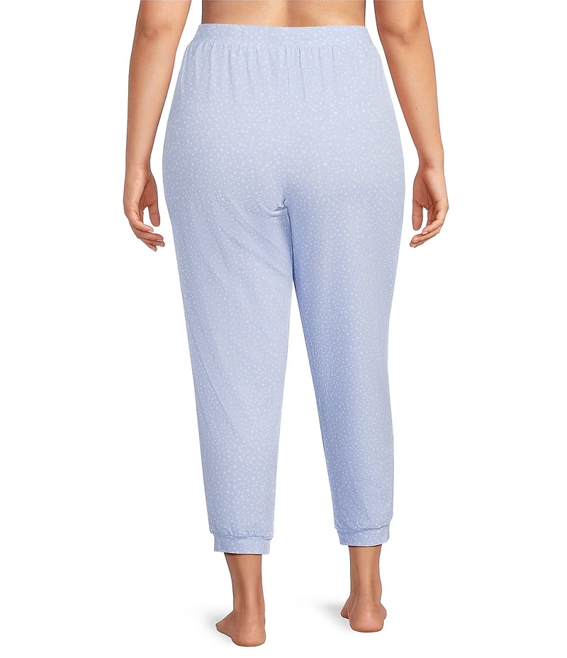 Sleep Sense Plus Size Falling Snow Print Knit Drawstring Tie Coordinating Holiday Sleep Joggers