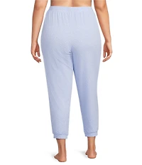 Sleep Sense Plus Size Falling Snow Print Knit Drawstring Tie Coordinating Holiday Sleep Joggers