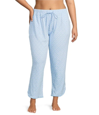 Sleep Sense Plus Size Floral Geo Print Drawstring Tie Coordinating Knit Sleep Pants