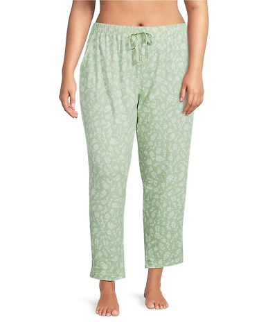 Sleep Sense Plus Size Green Sprig Print Coordinating Knit Sleep Pants