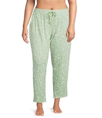 Sleep Sense Plus Size Green Sprig Print Coordinating Knit Sleep Pants