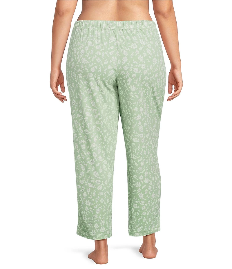 Sleep Sense Plus Size Green Sprig Print Coordinating Knit Sleep Pants
