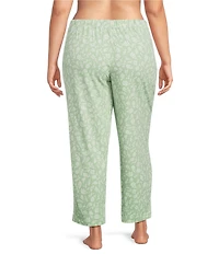 Sleep Sense Plus Size Green Sprig Print Coordinating Knit Sleep Pants