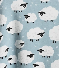 Sleep Sense Plus Size Jersey Knit Blue Sheep Print Long Sleeve Scoop Neck Coordinating Sleep Top