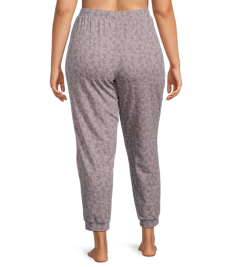 Sleep Sense Plus Size Knit Abstract Dot Drawstring Tie Coordinating Sleep Joggers