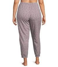 Sleep Sense Plus Size Knit Abstract Dot Drawstring Tie Coordinating Sleep Joggers