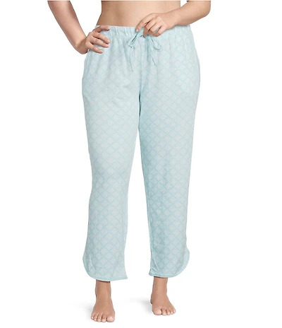 Sleep Sense Plus Size Lily Geo Print Drawstring Tie Coordinating Knit Sleep Pants