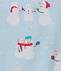 Sleep Sense Plus Size Long Sleeve Crew Neck Knit Snowmen Pals Print Coordinating Sleep Top