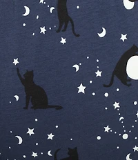 Sleep Sense Plus Size Moonlit Cats Print Coordinating Knit Sleep Pants