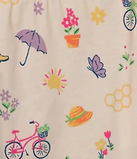 Sleep Sense Plus Size Tossed Spring Knit Print Drawstring Tie Coordinating Sleep Capri Pants