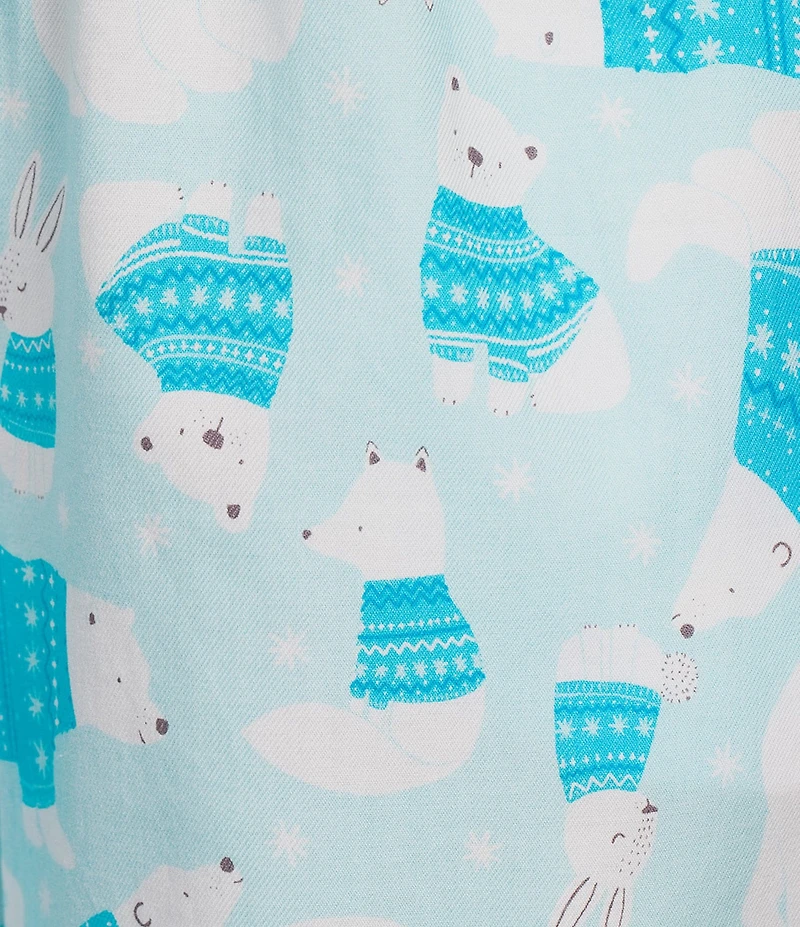 Sleep Sense Polar Bear Print Flannel Drawstring Tie Coordinating Holiday Sleep Pants