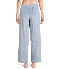 Sleep Sense Polka Dot Print Velour Drawstring Elastic Waist Coordinating Sleep Pants