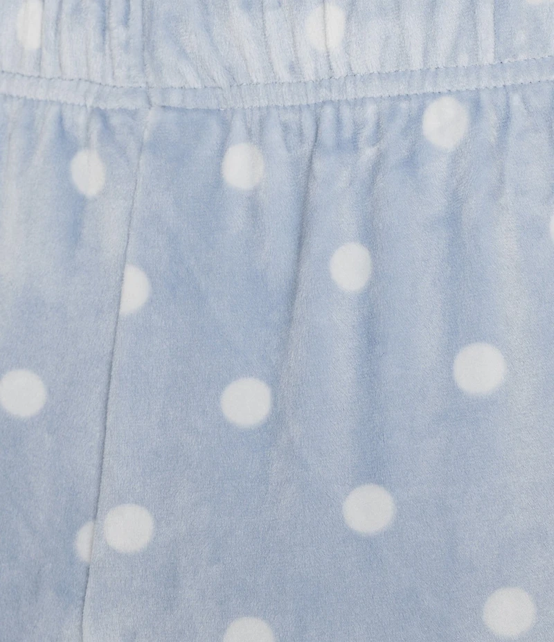Sleep Sense Polka Dot Print Velour Drawstring Elastic Waist Coordinating Sleep Pants