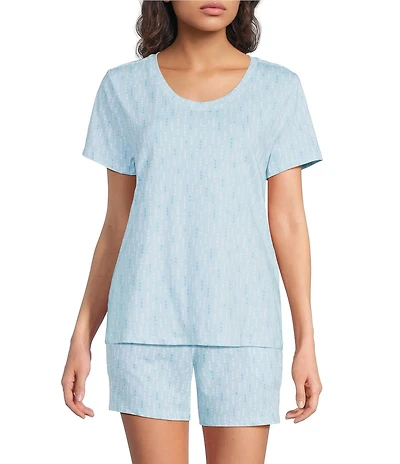 Sleep Sense Rain Drop Print Short Sleeve Crew Neck Coordinating Sleep Top