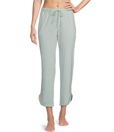 Sleep Sense Sage Dot Print Coordinating Knit Sleep Capri Pants