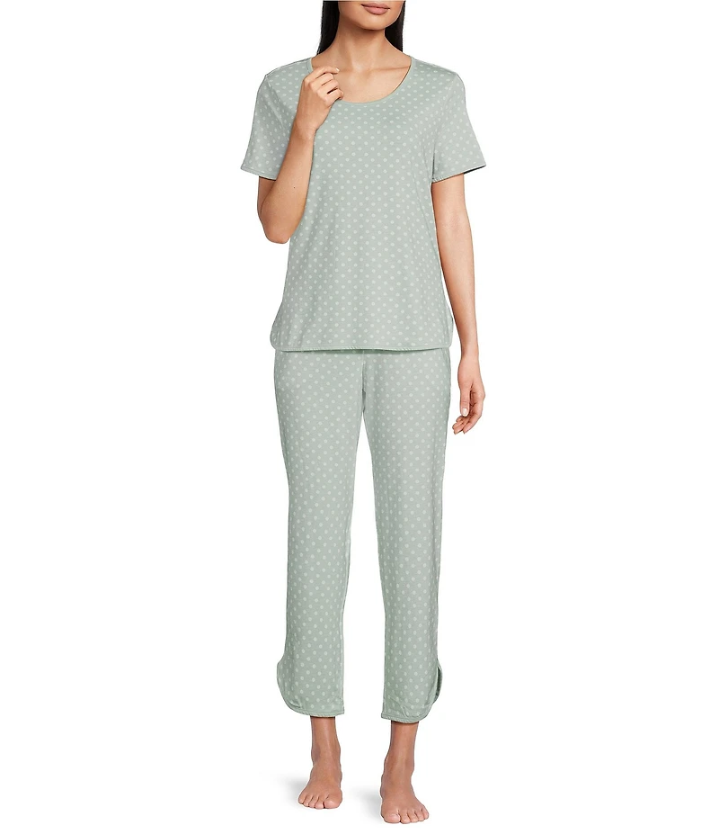 Sleep Sense Sage Dot Print Coordinating Knit Sleep Crop Pants