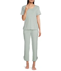 Sleep Sense Sage Dot Print Coordinating Knit Sleep Crop Pants
